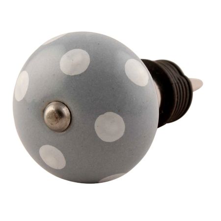 Grey Dotted Ceramic Wine Stopper